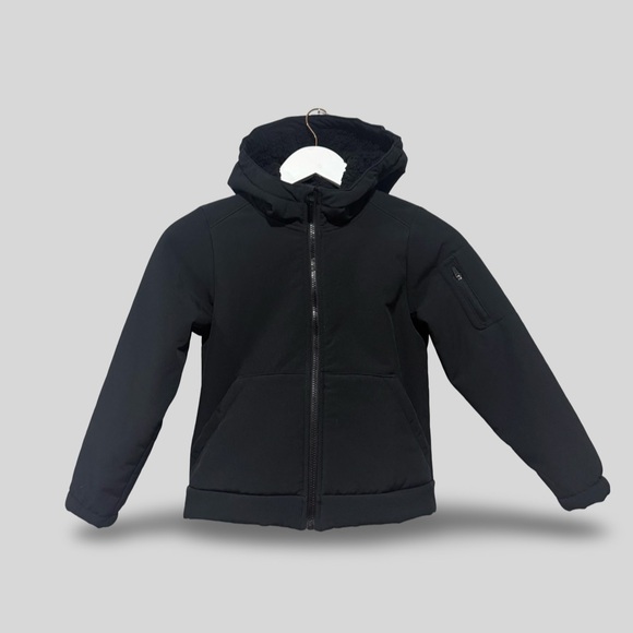 All In Motion Boy’s Jacket Black Soft Shell Fleece Hooded Size 8 - Picture 1 of 5